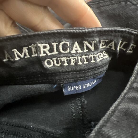 American Eagle Preppy Distressed Tomgirl Jegging Overall Faded Black Denim Size… - Picture 9 of 12